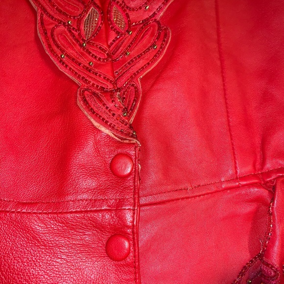 ⭐️Vintage Red Leather Jacket - M - Picture 5 of 8